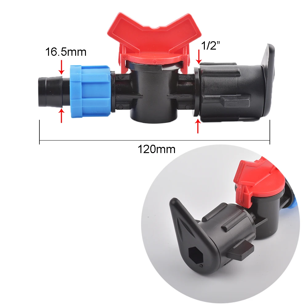 16mm Micro Irrigation Drip Tape Connectors Tee Repair Elbow End Plug Tap Fittings Locked Hose Joints Greenhouse Coupler Garden Irrigation Kits