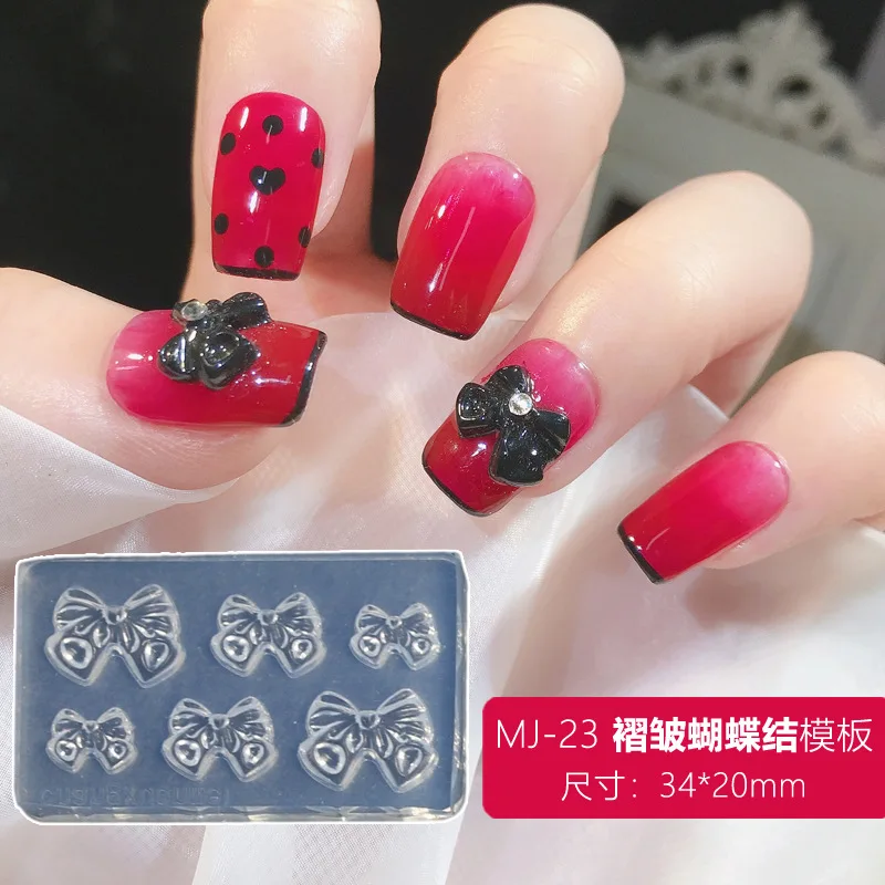 1PC 3D Silicone Nail Carving Mould Bow Bear Love Mould Stamping Design Gel Mould DIY Nail Enhancement Auxiliary Tool Various 2