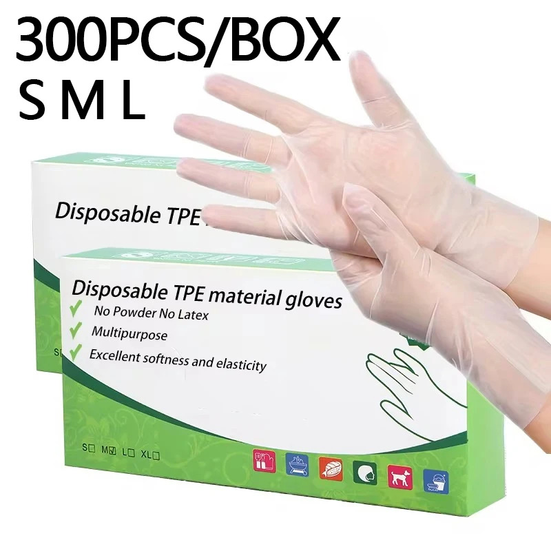 Disposable TPE Gloves Household Cleaning TPE Gloves Christmas Party Birthday Kitchen Bathroom Camping Supplies 300PCS