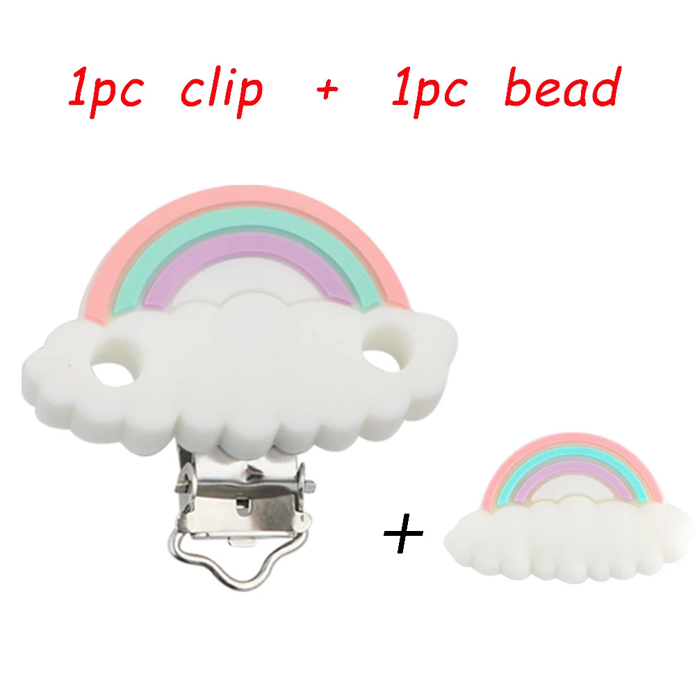 Kovict-Silicone Beads Chupeta Clips, animais dos desenhos animados, Colar de dentição, Food Grade, DIY Cadeia Acessórios, 2pcs por lote