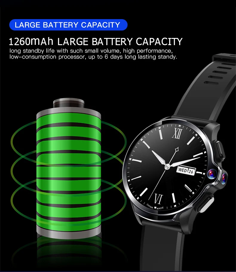 2021 Latest Facial Recognition 4G WIFI GPS Camera Heart rate Multi-sports Big Screen Health MT6739 Android Smart Watch Midon10