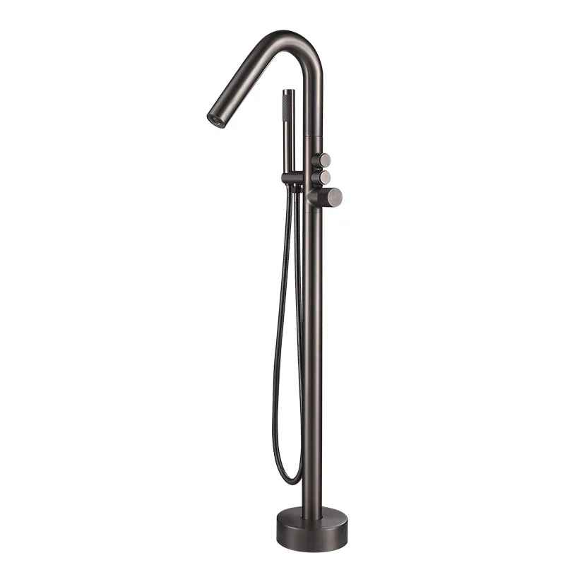 

Modern Gun Gray Bathtub Faucet with High Water Flow and Stylish Design for Floor Standing Bath Tubs