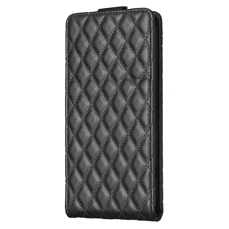 Grid Pattern Vertical Flip Phone Case with Card Slots - Stylish Protective Cover