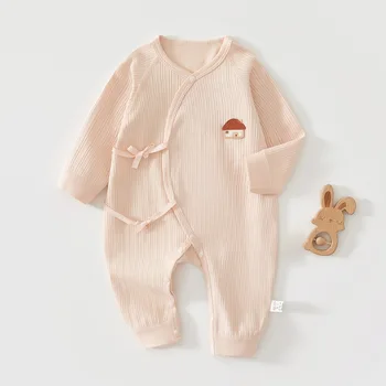 AYNIGIELL بذلة للأطفال ربيع الخريف نمط الوليد الطفل القطن الخالص فراشة معطف 0-6 أشهر طفلة بلون بذلة