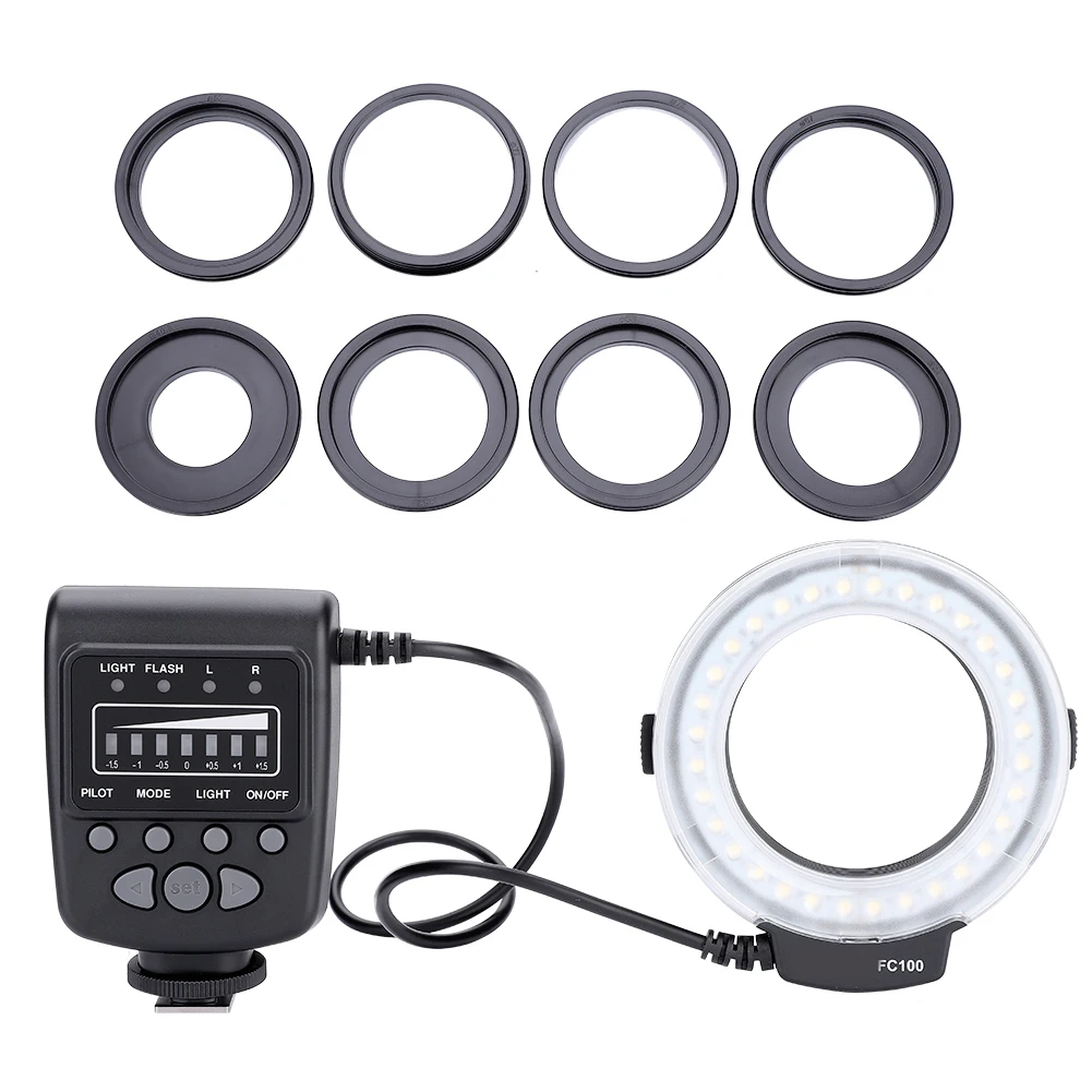 Camera Ring Flash FC-100 Portable Universal LED Ring Flash Video Camera Fill Light Kit Photography Accessor DSLR