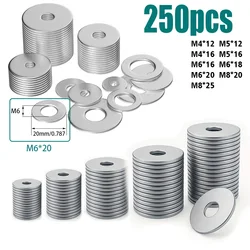 Bulk Pack of 250 Stainless Steel Flat Washers for Versatile Repair and Maintenance (250pcs)