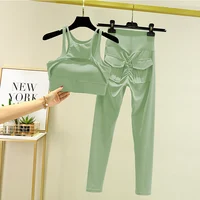 Women's Tracksuit Leggings Yoga Set Pocket High Waist Pants Sportswear Bra Fitness Workout Cycling Sport Suit Gym Outfit Clothes - Image 3