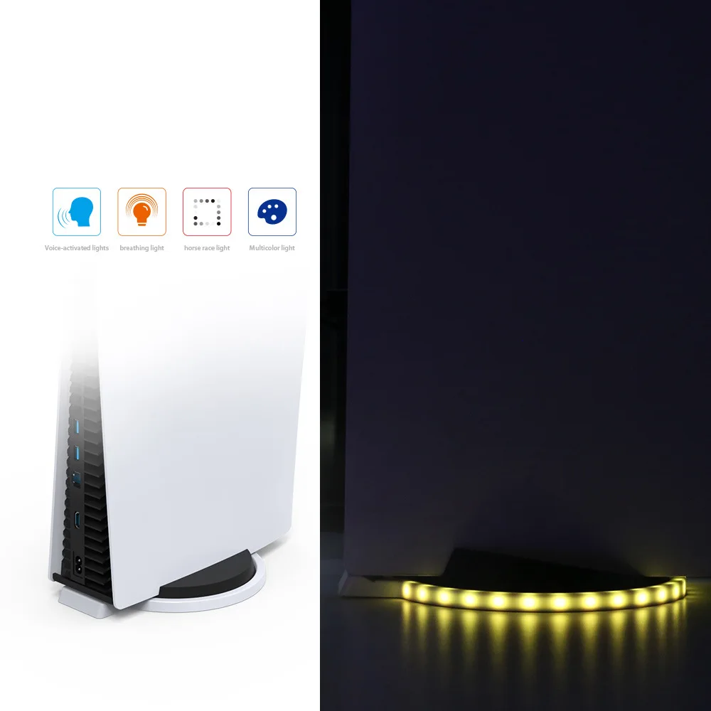 TP5-1562 RGB Base LED Atmosphere Light Stand Vertical Horizontal Station Holder for PS5 Host Game Console Accessories