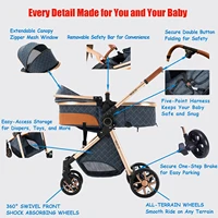 Chaud et confortable 3 en 1 bébé poussette avec siège auto luxe bébé landau léger infantile poussette haute paysage poussette 4