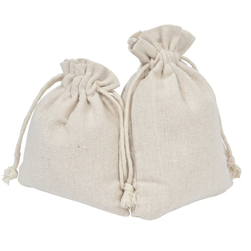 20pcs 코 튼 Drawstring 가방 쌀 차 코 튼 천으로 좋은 캔버스 Drawstring 작은 천으로 가방 선물 포장 가방 웨딩 사탕 가방