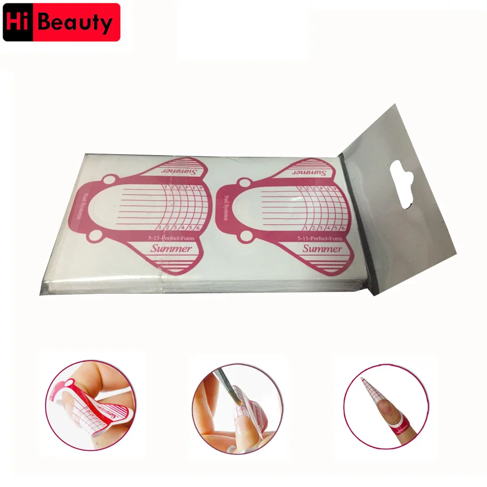 Di Alta Qualità 100Pcs/Roll Insetto Unghie, Sagome Pro Unghie Artistiche Guida Forma Punte Acriliche Del Gel Di Estensione Sticker Nail Polish Curl Fo