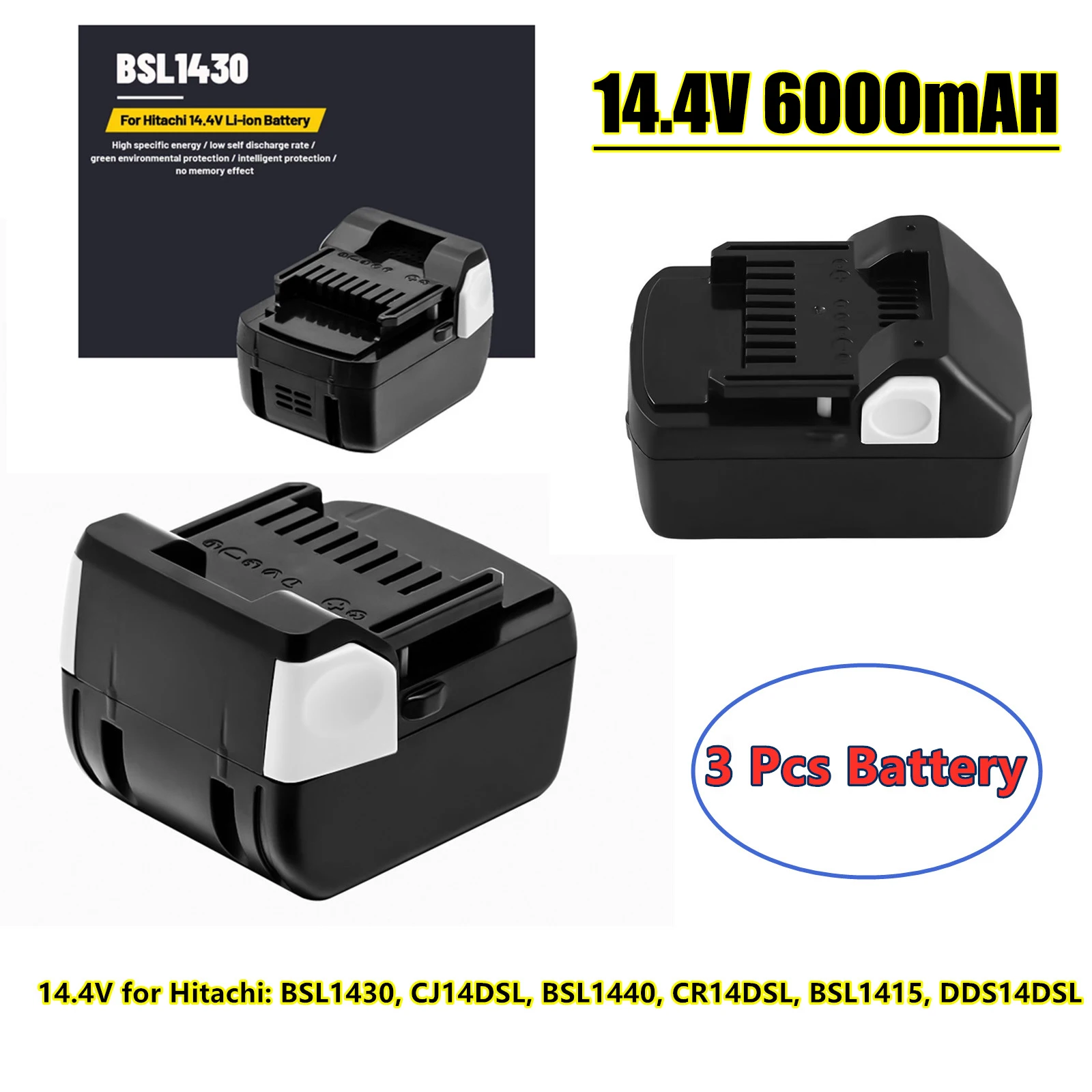 

For HITACHI 14.4V 6.0Ah Li-ion Power Tool Battery BSL1415 BSL1430 CD14DSL DH14DSL DS14DSL 329901 Cordless Drill