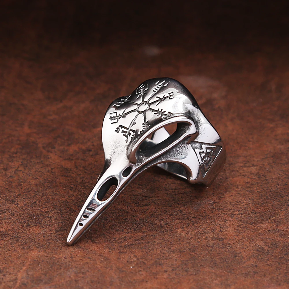 Stainless Steel Viking Crow Skull Ring - Norse Protection Jewelry For Men And Women, Gothic Skull Ring - View #6