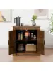 Farmhouse End Table Sofa Side Table with Charging Station 24" Large Wood Square Nightstand with Doors Modern Storage Cab 3
