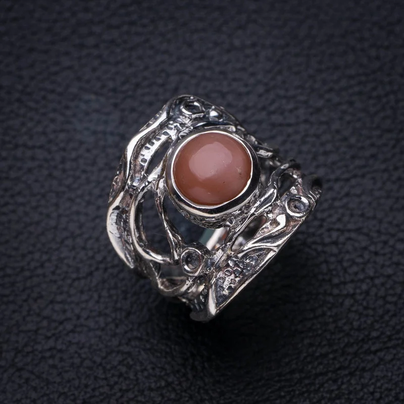 

StarGems Natural Cat-Eye Hollow-Out Band Handmade 925 Sterling Silver Ring 5.5 E8782