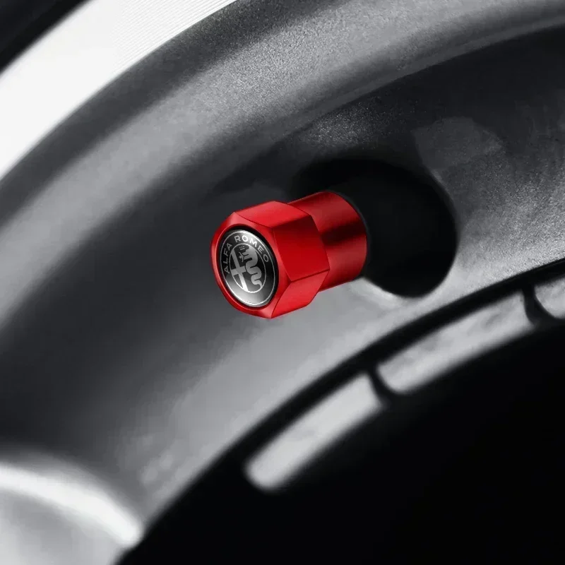 Set of 4 Metal Car Wheel Tire Air Valve Caps - Stylish Stem Covers