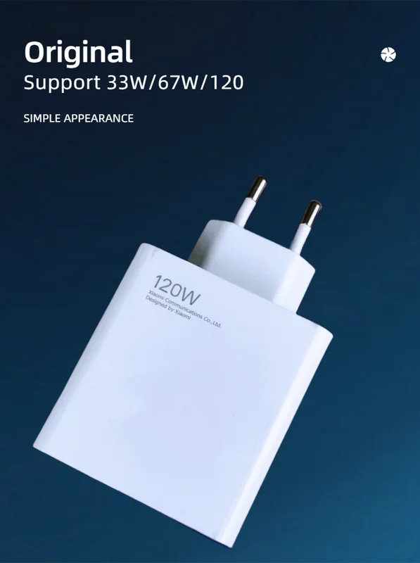 Xiaomi Charger 120W Turbo Super Fast Charge EU Adapter Type C Cable For Mi...