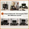 TV Stand, Deformable TV Stand with LED Strip, Modern Entertainment Center, Gaming Media 3 Pieces Console Cabinet 6