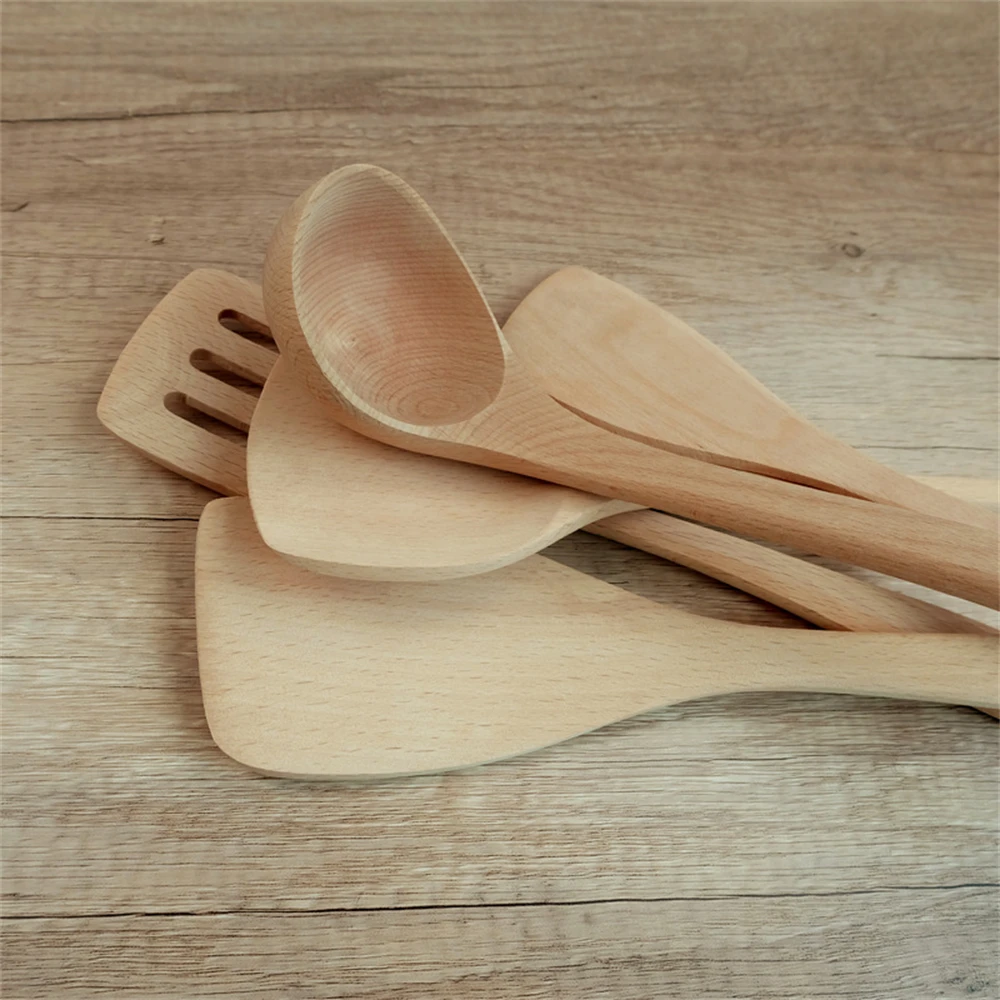 Cooking Kitchenware Long Handle Wooden Non-Slip Non-Scald Spatula Soup Spoons Household Heat Resistant Utensil Kitchen Accessory with kitchen utensils set