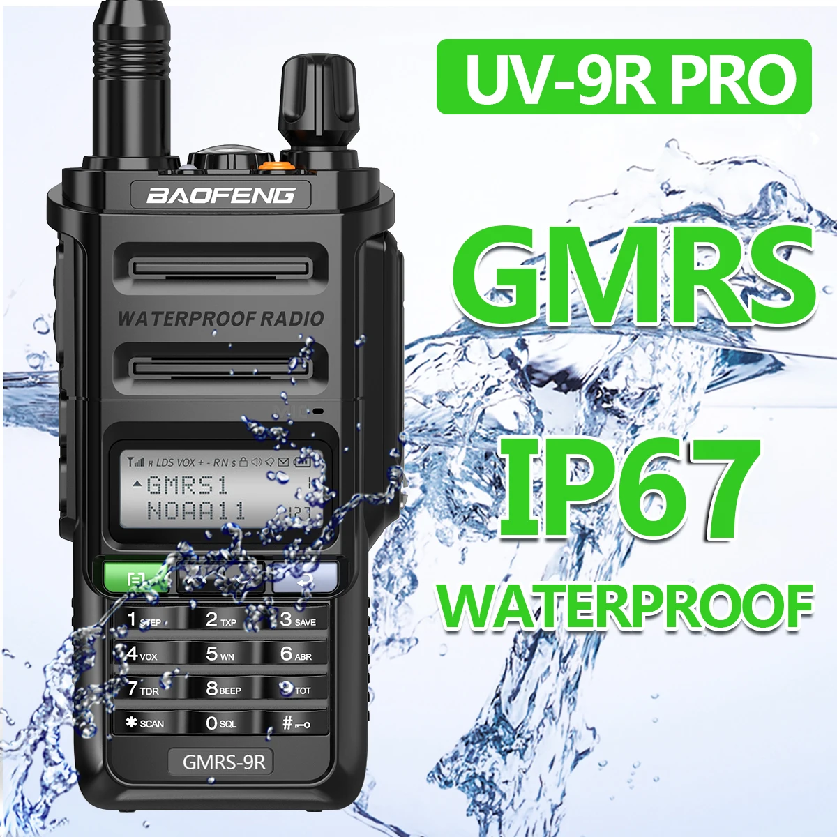 Baofeng GMRS-9R IP67 Waterproof Walkie Talkie High Power Ham CB Radio NOAA  Weather Radio UHF/VHF GMRS Portable Two Way Radio AliExpress