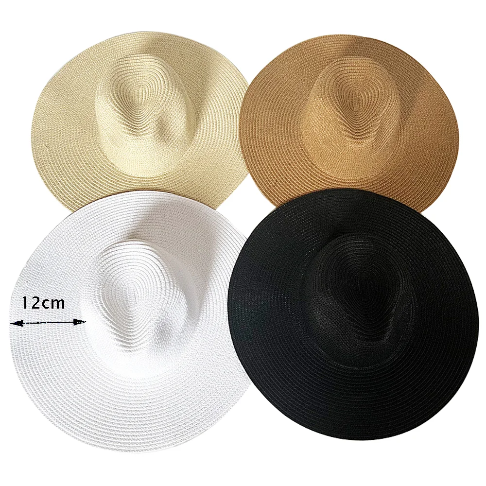 

Extra large straw hat for men and women summer sunshade hat 12cm large brim beach hat outdoor straw hat шляпа женская летняя