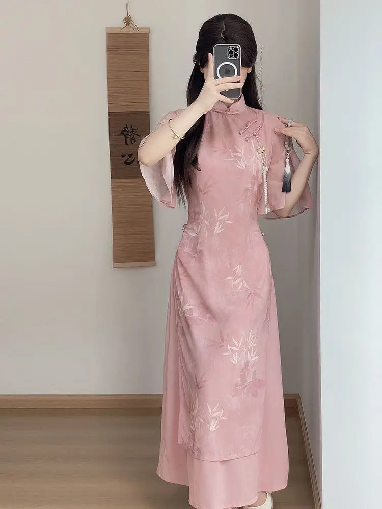 New Chinese Pink 2025 New Slim and Slim Summer Dress - AliExpress 200000345