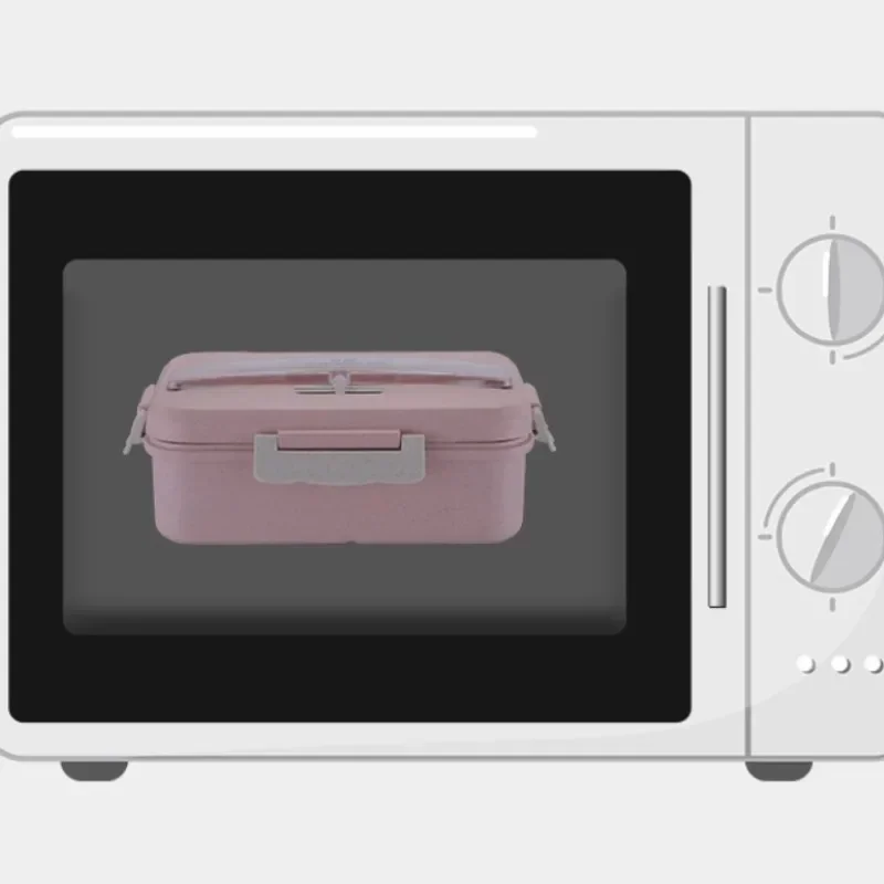 Portable Microwave Lunch Box for Kids with Tableware - Wheat Straw Bento Box
