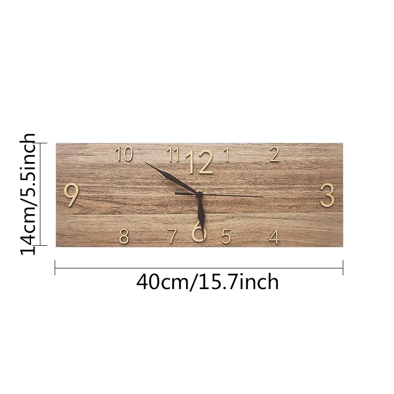 American Country Retro Stereo Digitale Rechteckige Wanduhr Kreative Wohnzimmer Dekoration Massivholz Quarzuhr Uhr – Detail 8