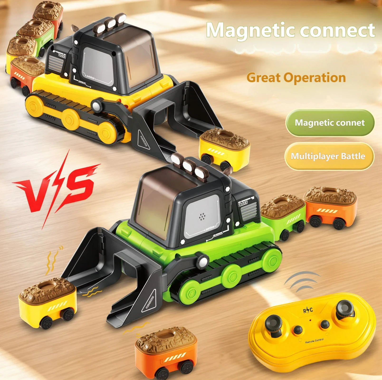 Auto Telecomandata 2.4G, Bulldozer RC, Veicolo da Costruzione, Auto Magnetica con Catena, Giocattolo Interattivo per Feste, Regalo per Ragazzi e Adulti - Image 6
