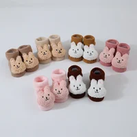 Cute Cartoon Rabbit Baby Socks For Boys Girls Winter Soft Cotton Anti Slip Solid Newborn Toddler Sock Thicken Socken 3