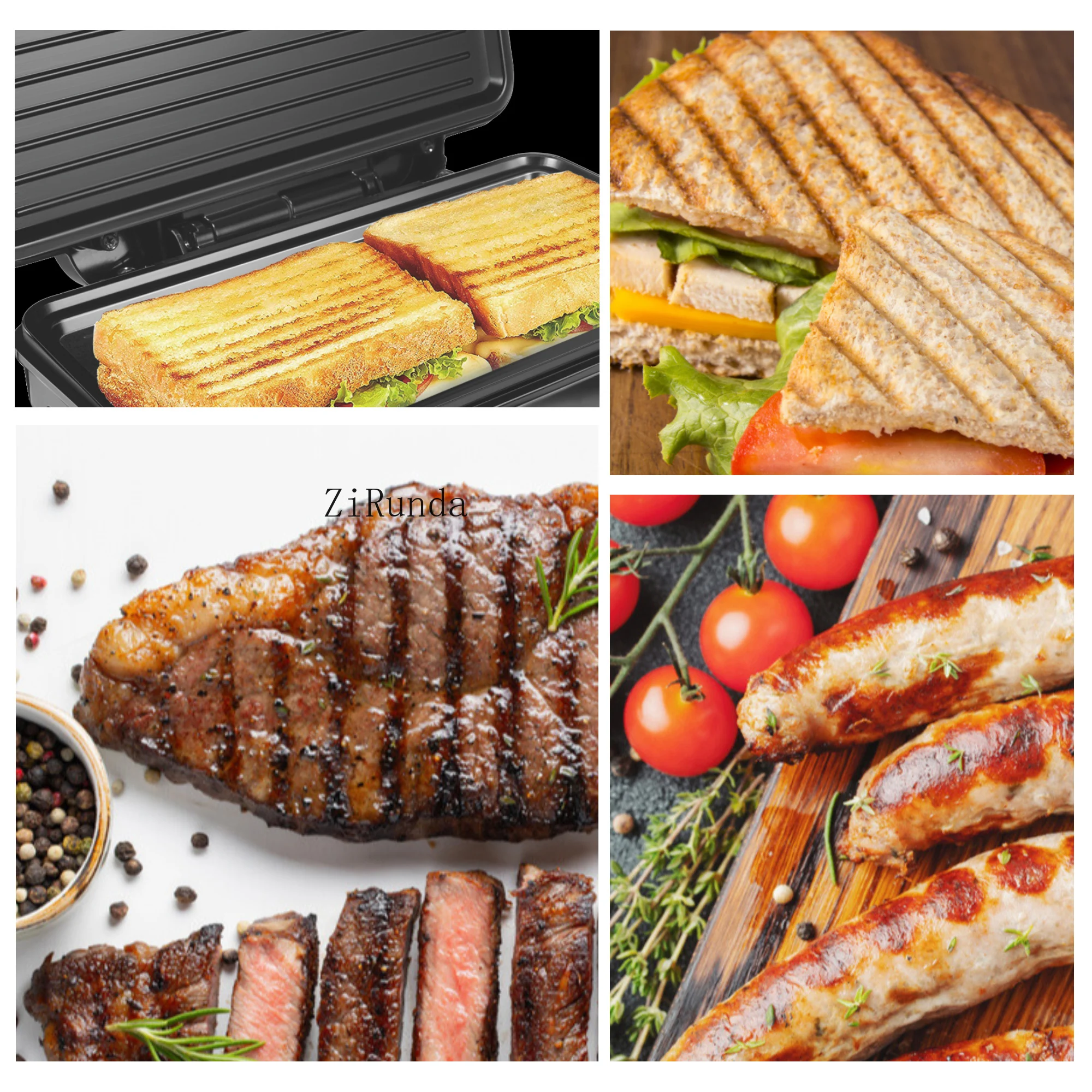 -Electric grill plate for sandwich maker, non-stick aluminum pan, 900W 3