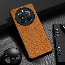 Elegant Leather Wood Grain Phone Case - Simple, Lightweight, and Durable Cover - Realme 12 4G (Orange)