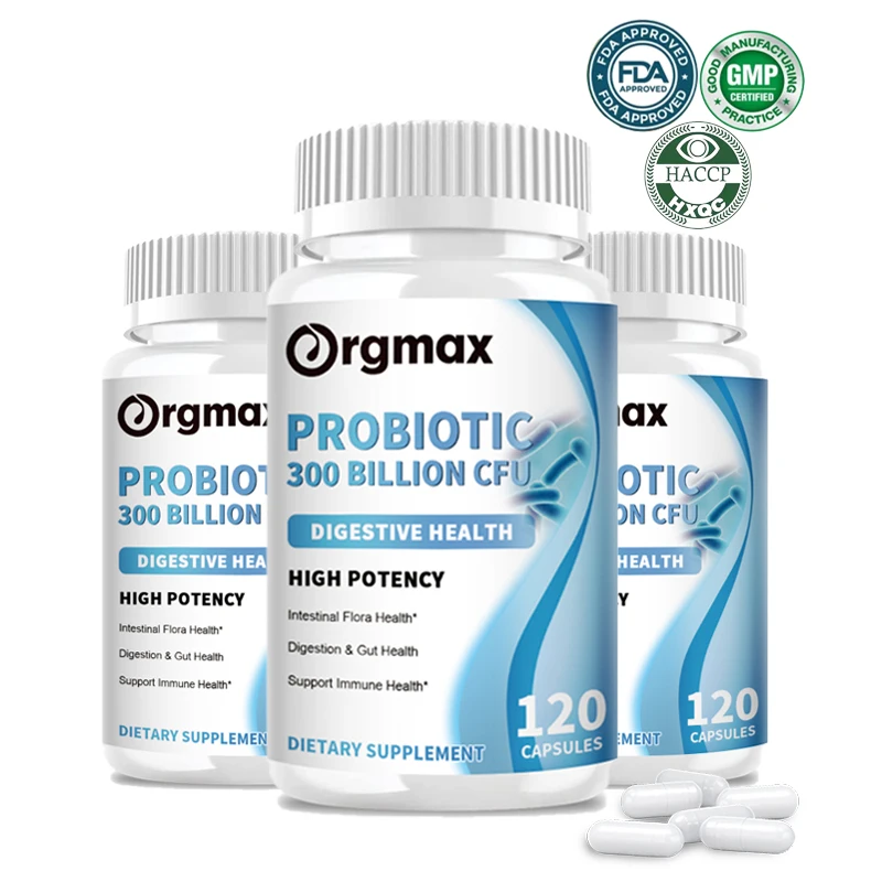 300 Billion Probiotics digestive capsules Contain Prebiotics and Digestive Enzymes Improve Intestinal Digestion and Support Immune Health Slimming