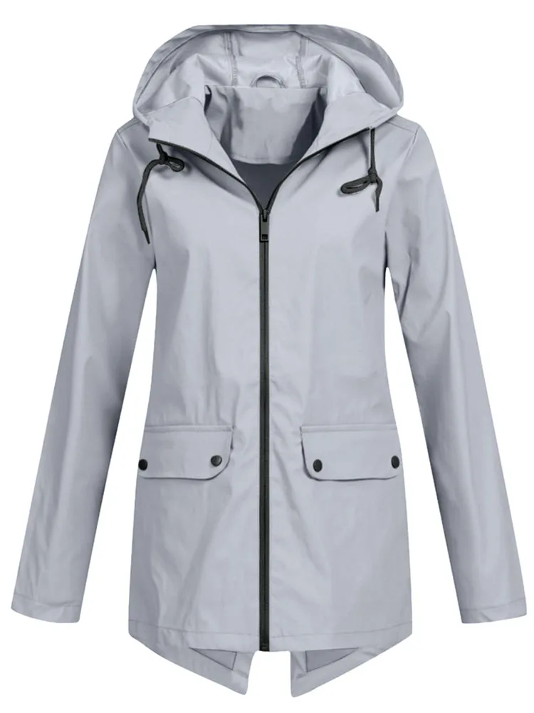 Waterproof Raincoat for Women Hooded Lightweight Outdoor Jacket