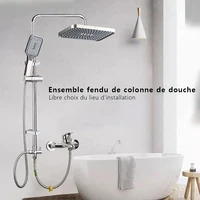 Ensemble de colonnes de douche fendues, robinet de salle de bains, mélangeur simple froid, système de robinet d'eau, robinets de baignoire, pomme de douche à pluie, adaptateur d'accessoires Vanne de convertisseur Adapt 1