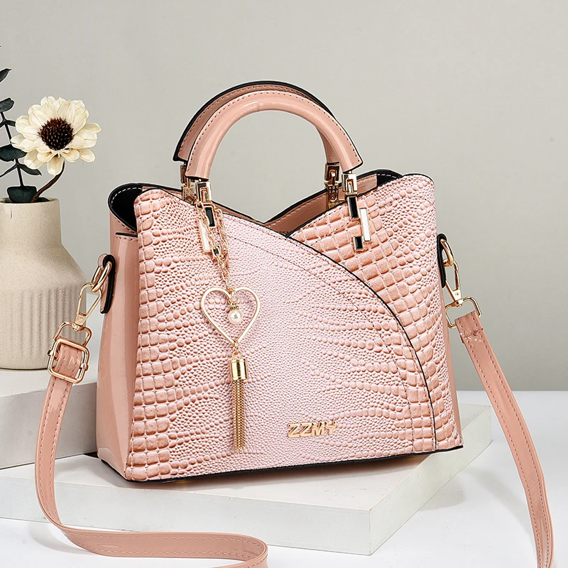 حقيبة يد نسائية منقوشة بنمط جلد التمساح، مصنوعة من...