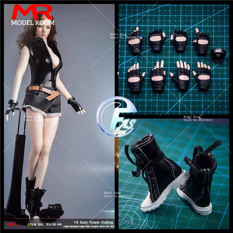 

FASToys FA-18-06 1/6 Scale Female Agent Leather Coat Denim Short Shoes Set Fit 12-inch TBL S10D Soldier Action Figure Body