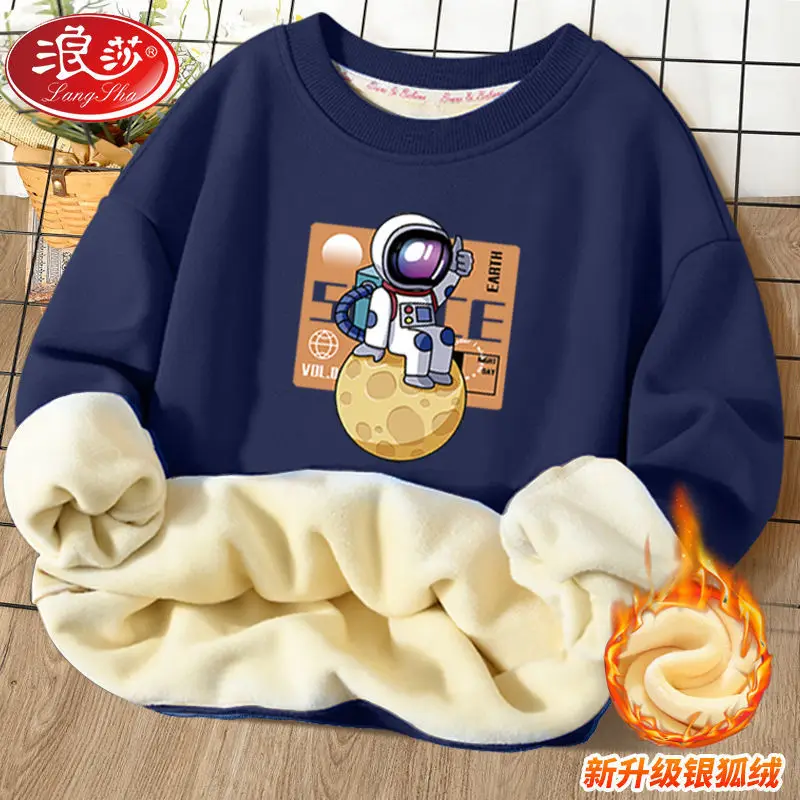 Children Boys Fleece-Lined Sweater Winter Long Sleeves kids sweater kids hoodie sweatshirts