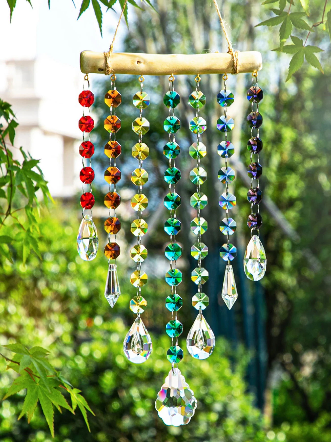 1pc Crystal Wind Chime Pendant Outdoor Gardening Window Room Hanging Wall Decorations outdoor wind chimes wind bell pendant