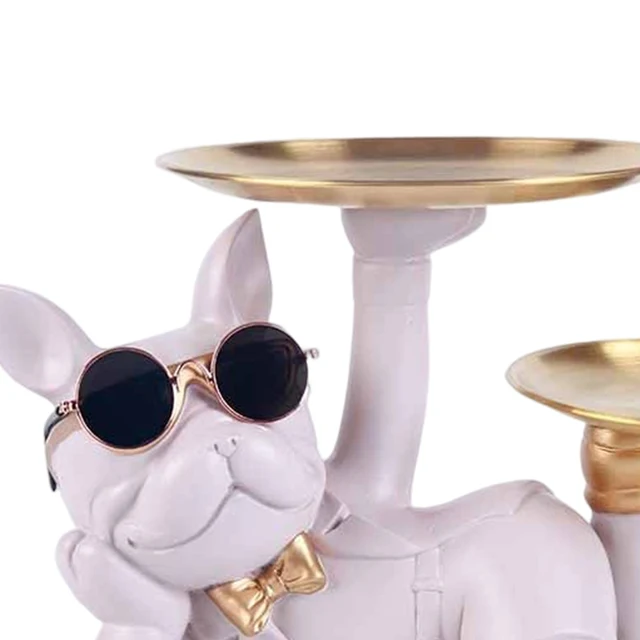 Sculpture de table bouledogue avec palette, décor de sculpture en résine, artisanat d'entrée, bonbons, fournitures domestiques pour la maison, salon, soleil 5