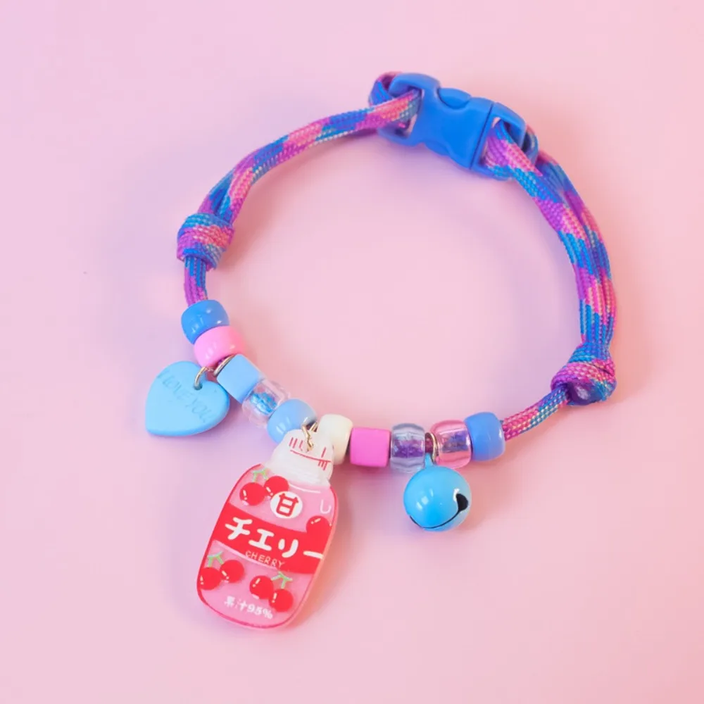 Soft Pet Knit Necklace with Bell and Pendants Adjustable Cute Dog Cat Collar Reusable Pet Collar Supplies