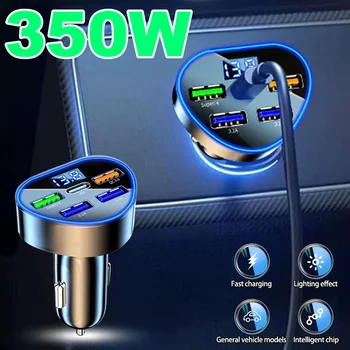Caricatore per telefono da auto da 350 W USB tipo C ricarica super veloce in auto con monitor di tensione a LED per IPhone Samsung Huawei Oneplus Vivo Oppo