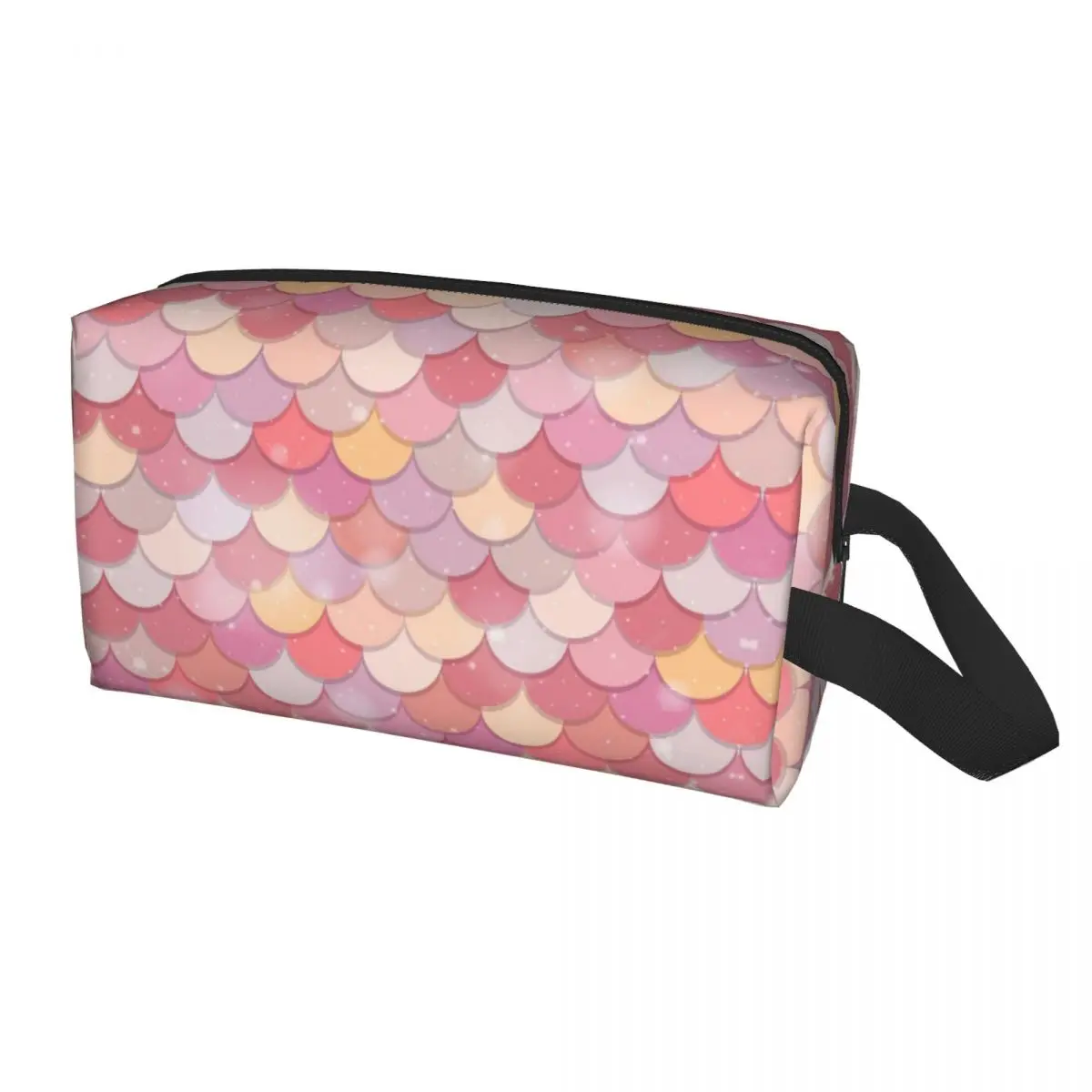 

Cute Fish Scale Seamless Pattern Travel Toiletry Bag Women Mermaid Animal Makeup Cosmetic Bag Beauty Storage Dopp Kit