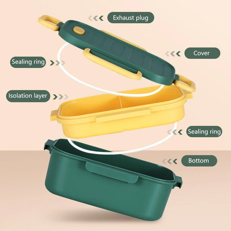 Portable Lunch Box Kids School Office Microwave Plastic Bento Boxes with Compartments Leak-Proof Salad Fruit Food Container Box