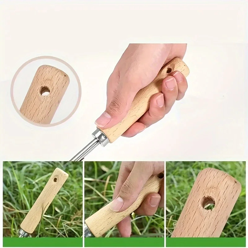 Stainless Steel Wood Handle Garden Weeder Hand Weeding Removal Cutter Puller Tools Multifunction Weeder Transplant Garden Tools - Image 3