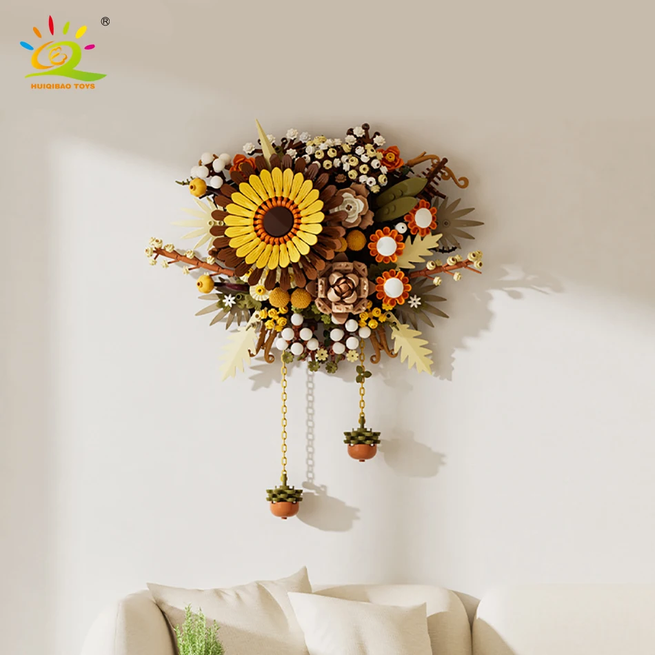 

HUIQIBAO Flower Building Blocks,Gerbera Nordic Art Wall Flower Hanging Painting Interior Home Decoration Toy for Girls Xmas Gift