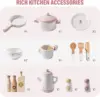 Rubud Wooden Play Kitchen with Realistic Accessories Toy Kitchen Set with Play Features Modern Style Toy Kitchen for Girls Boys 6