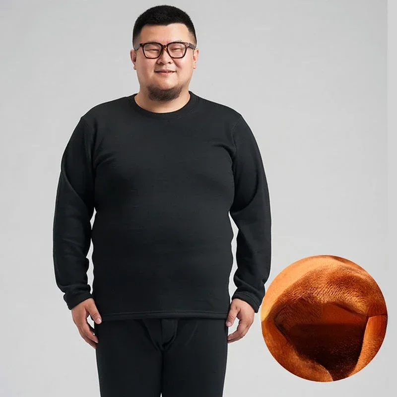 Thermal Underwear Set Men Thicken Winter Keep Warm Thermal Underwear Sets 9XL Size Men Cotton Velvet Thick Tights Fleece Top + Pants Warm Thermo Suits