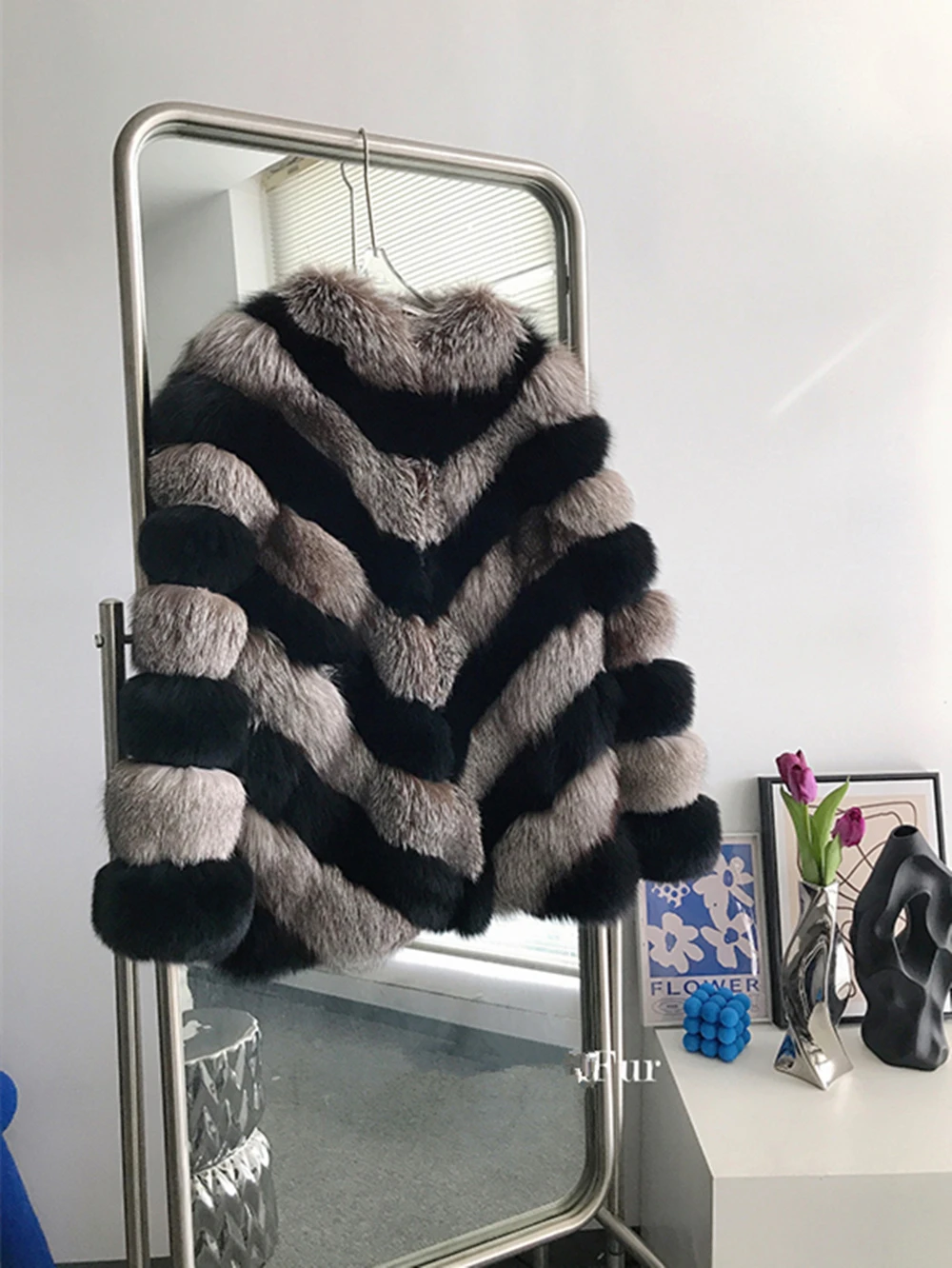 Silver Fox Fur Coat with Hood for Women, Female Luxury Jacket, Full Sleeves, Real Black Fox Fur Coat, Plus Size, Winter 2020 winter fashion real silver fox fur coat with hood whole skin natural fox fur jackets women outwear luxury fur coat female