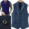 Tweed Herringbone Mens Suit Vest Slim Fit Notch Lapel With 4 Pockets Groomsmen Wedding Waistcoat For Wedding 1
